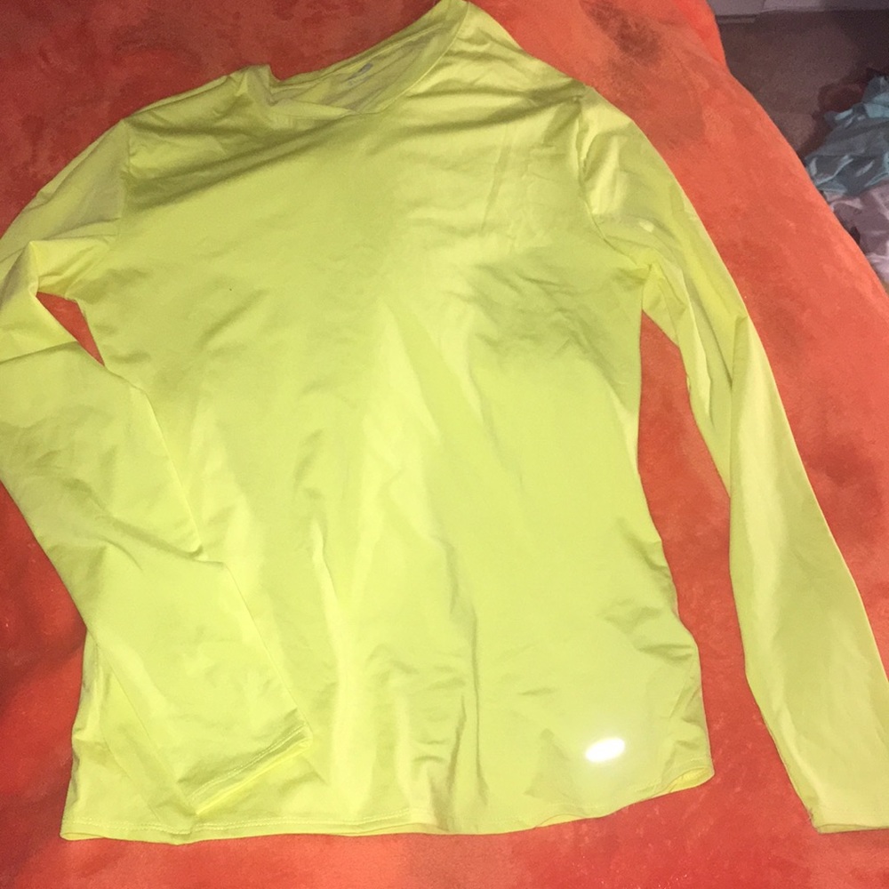 Bright neon yellow long sleeve running shirt
